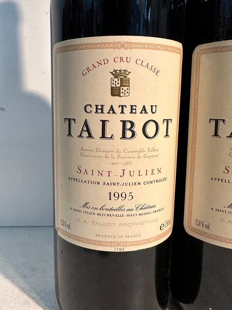 1995 Chateau Talbot - Saint-Julien Grand Cru Classé - 2 Botellas (0,75 L) #1.2