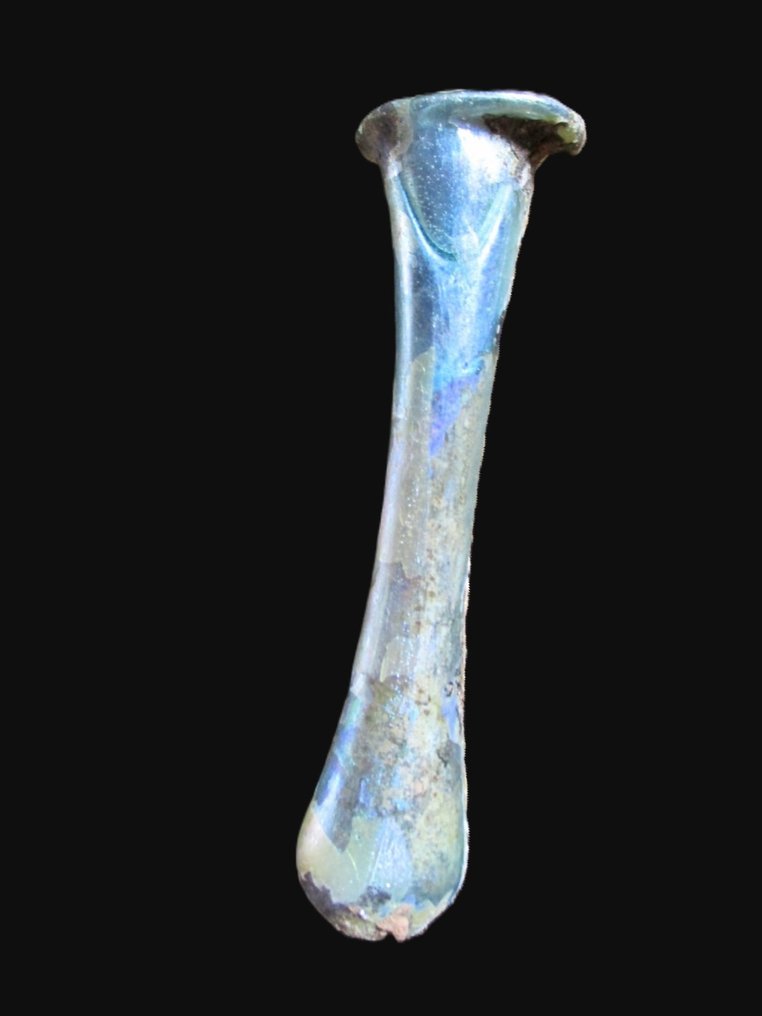 Romersk antik Unguentarium sæt i blåt iriserende glas - 12.5 cm #2.1