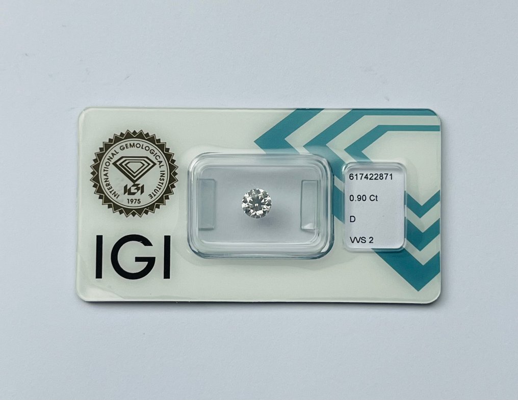 1 pcs Διαμάντι  (Φυσικό)  - 0.90 ct - Στρογγυλό - D (άχρωμο) - VVS2 - International Gemological Institute (IGI) #1.1