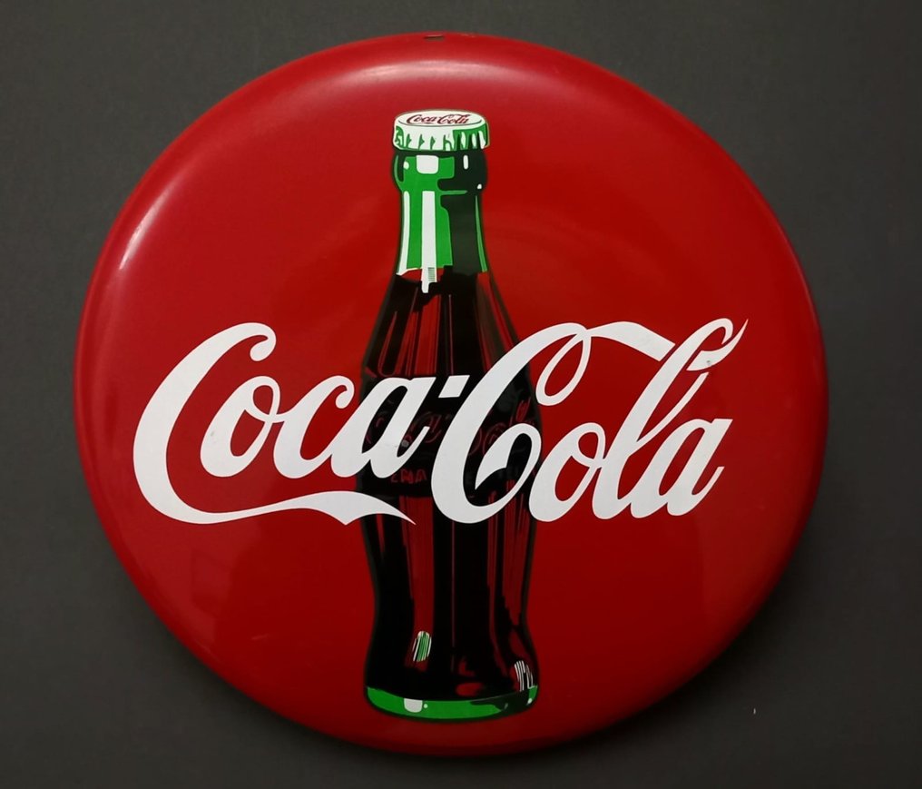 Coca Cola - Cartel Letrero Publicitario Boton Coca Cola 1990 - década de 1990 #1.1