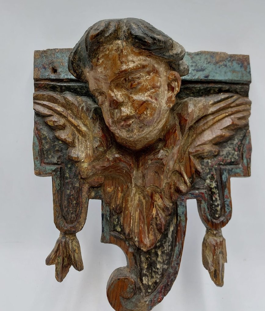 雕刻, Cabeza de querubín - 32 cm - 木 #1.1