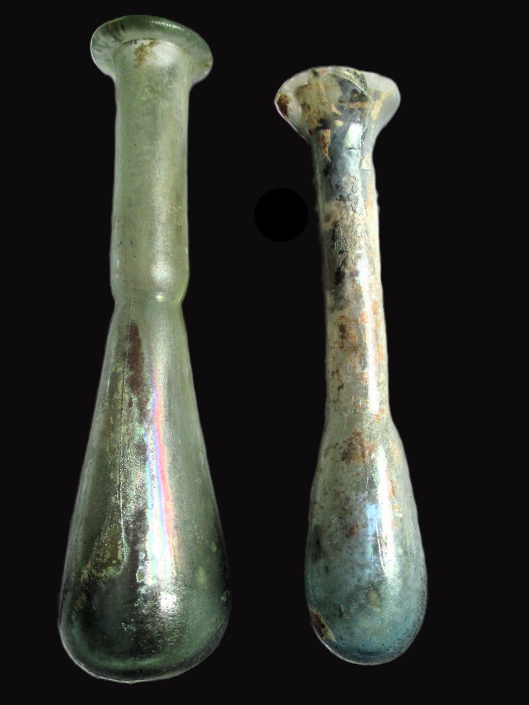 Romerska antiken Blått iriserande glas Unguentarium Set - 12.5 cm #1.1
