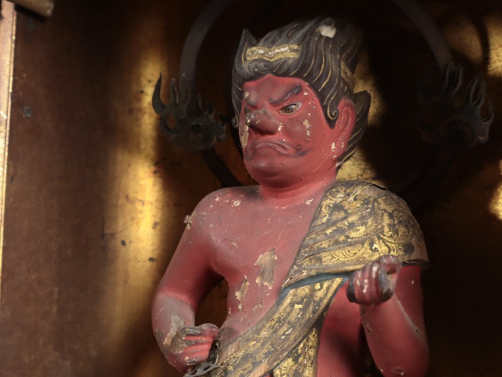 Konpira 金毘羅尊 Statue Blending Tengu Features in Buddhist Zushi Altar Cabinet - Skulptur Holz - Japan - Edo-Zeit oder später #3.2
