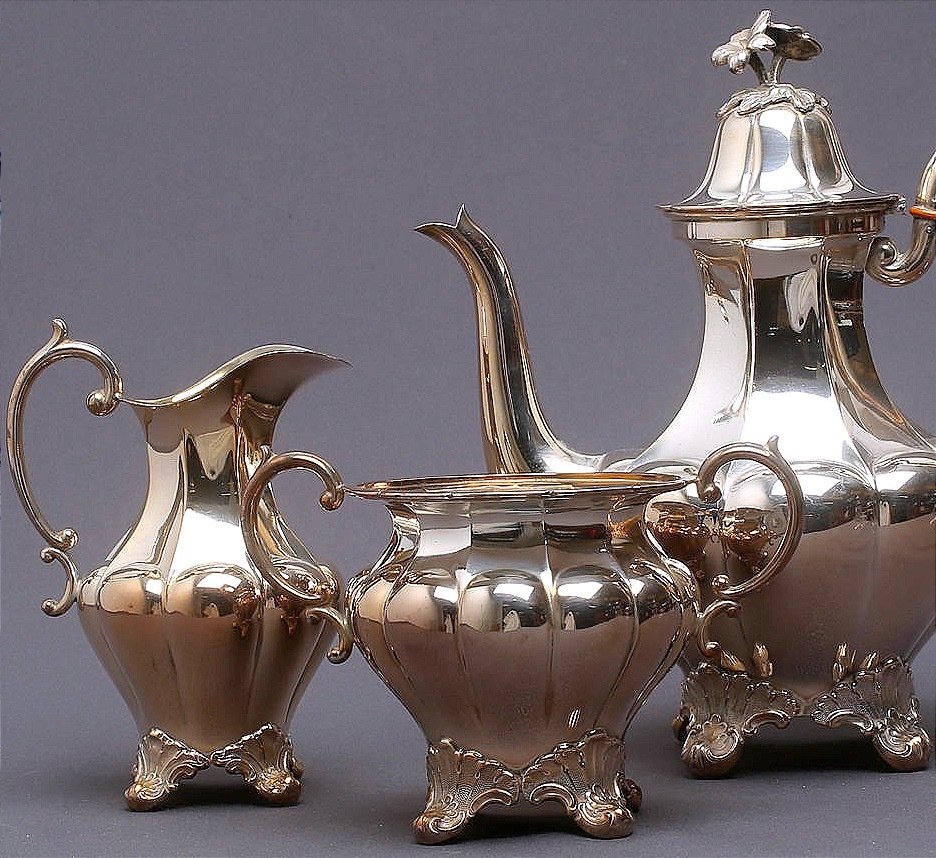 茶具 (3) - Timeless Splendor: Antique 1920s Swedish C.G. Hallberg Silver-Plated Tea Serving Set - A Testament - 镀银 #3.1