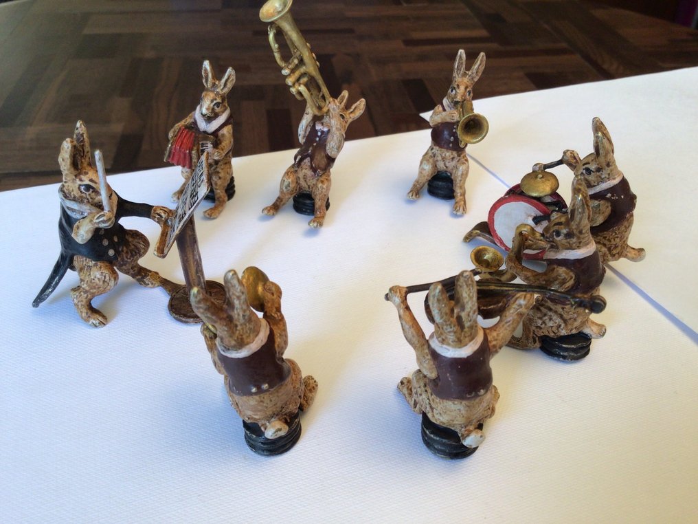 Scultura, Bronze de Vienne - L'orchestre de 8 lapins - 5 cm - Bronzo verniciato a freddo #3.1