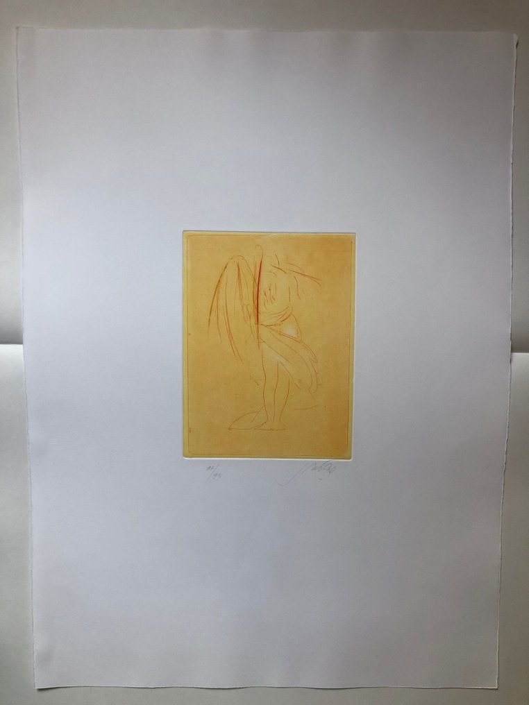 Piero Guccione (XX) - Entalhe, L'angelo - 70 cm - Papel - 1999 #1.2