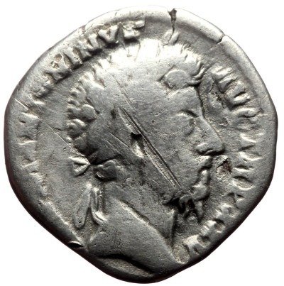 羅馬帝國. Marcus Aurelius (AD 161-180). Denarius Rare issue with legend in wreath #1.2