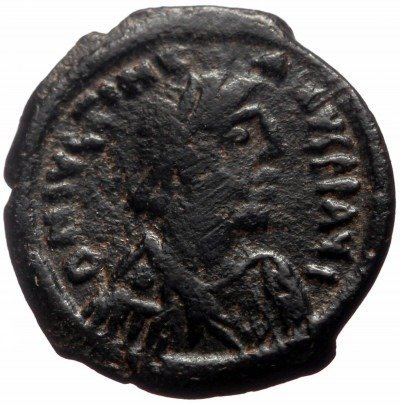 Impreiul Bizantin. Justinian I (AD 527-565). 4 Nummi / Pentanummium Great patina  (Fără preț de rezervă) #1.1
