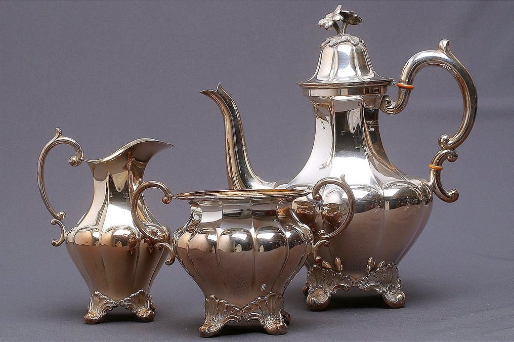 茶具 (3) - Timeless Splendor: Antique 1920s Swedish C.G. Hallberg Silver-Plated Tea Serving Set - A Testament - 镀银 #2.1