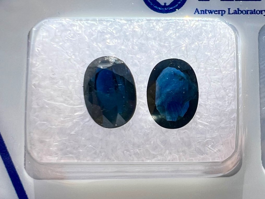 Zonder Minimumprijs - 2 pcs  Blauw Saffier  - 3.16 ct - Antwerp Laboratory for Gemstone Testing (ALGT) #1.1