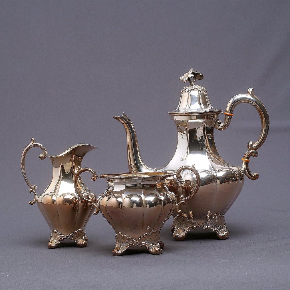 茶具 (3) - Timeless Splendor: Antique 1920s Swedish C.G. Hallberg Silver-Plated Tea Serving Set - A Testament - 镀银 #1.1