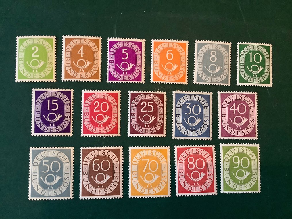 Németország, Szövetségi Köztársaság 1951 - Postkürt – jóváhagyott Schlegel BPP - Michel 123/138 #2.1