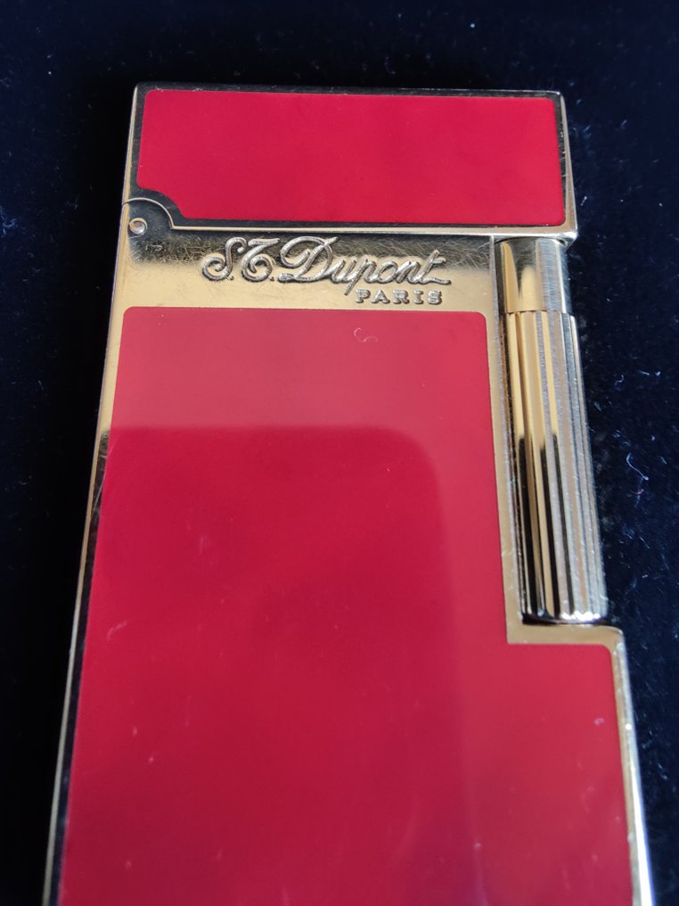 S.T. Dupont - Tändare - Gold-plated, Röd kinesisk lack #2.1
