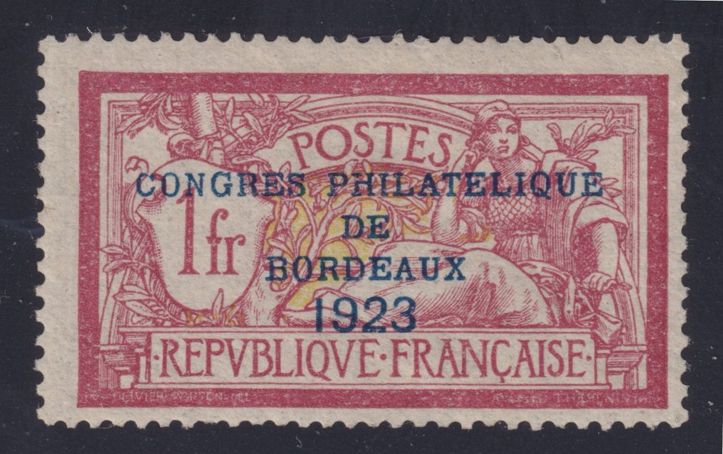法国 1923 - 182号，新*，签名Calves et Brun，出售时附有Brun证书。令人惊叹的 - Yvert #1.1