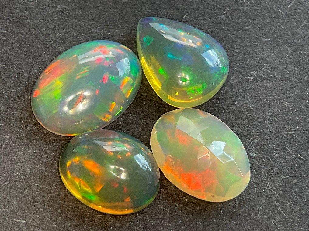 4 pcs tons orange + jeu de couleurs (vif + intense) -Opale de cristal - 6.70 ct #1.1