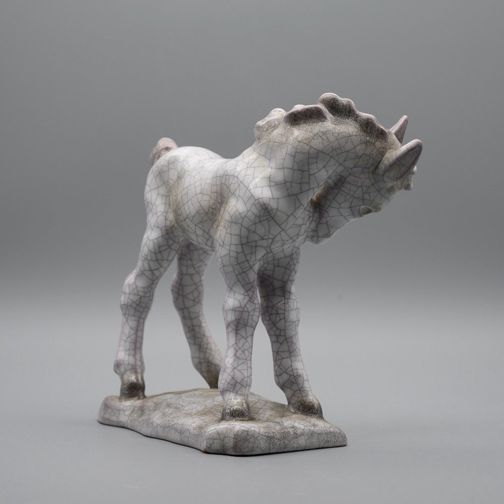 Karlsruhe Majolika Manufaktur - Lilli Hummel-King - Statuette - Rare Ceramic Foal - Majolika, Craquelure #1.2