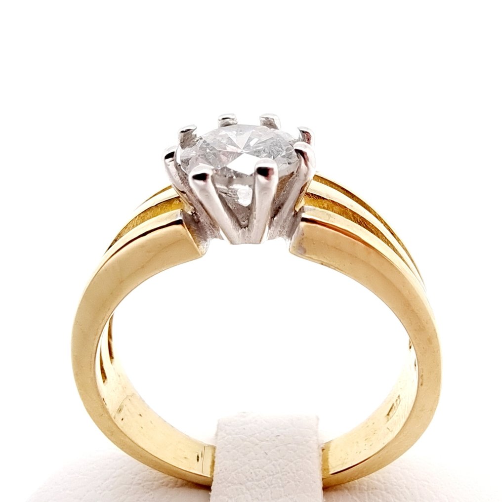 Ring - 18 kt Gult guld -  0.90 tw. Diamant  (Natural) #2.1