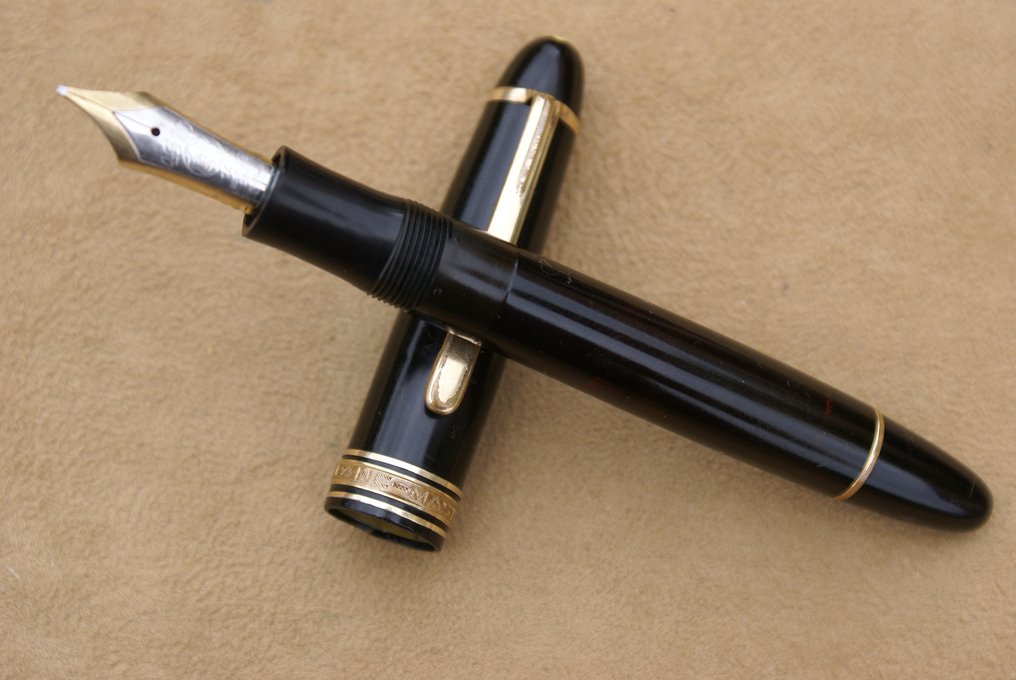 ULTRA RARE vintage stylo plume 14 kts MONTBLANC MASTERPIECE 146 noir de 1952 - Stilou fântănă #1.1