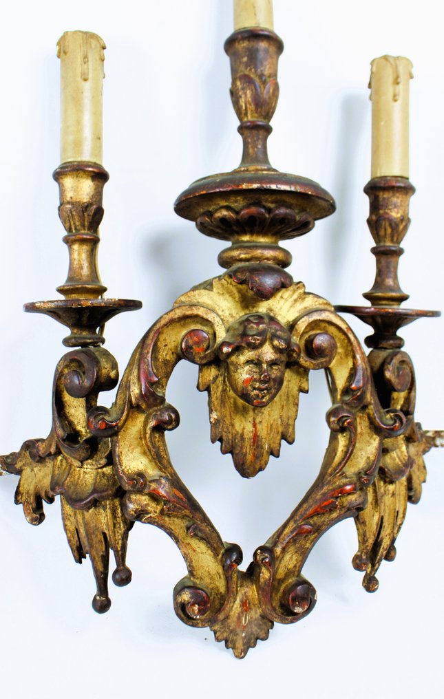 Wandlampe (2) - Applikationen - Vergoldetes Holz - Antike Wandlampen #3.1