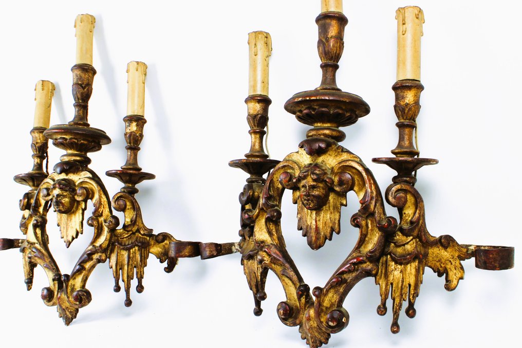 Wandlampe (2) - Applikationen - Vergoldetes Holz - Antike Wandlampen #2.2