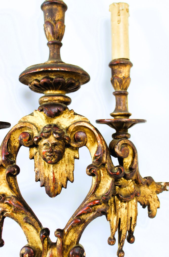 Wandlampe (2) - Applikationen - Vergoldetes Holz - Antike Wandlampen #2.1