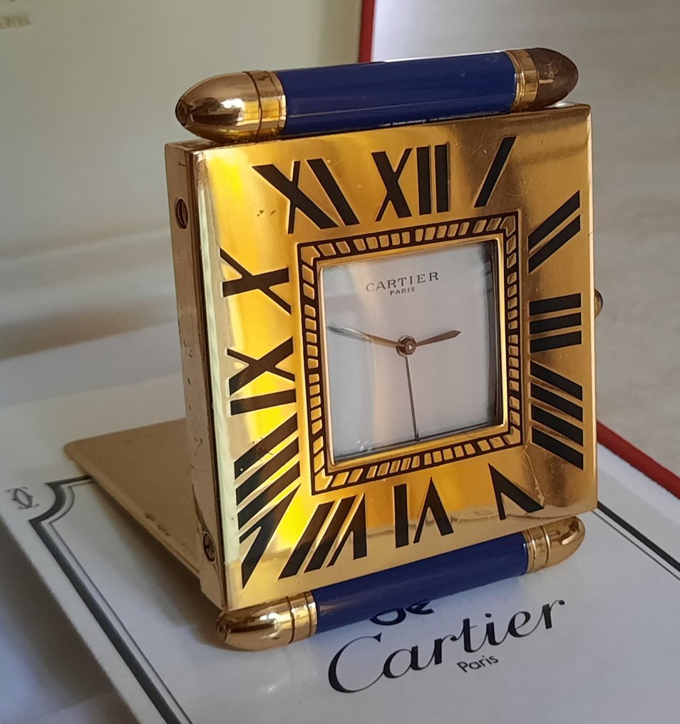 旅行时钟 - Cartier Paris Made in France, Bellissimo Orologio/Sveglia da viaggio -  艺术装饰 镀金 - 1990-2000 #2.1