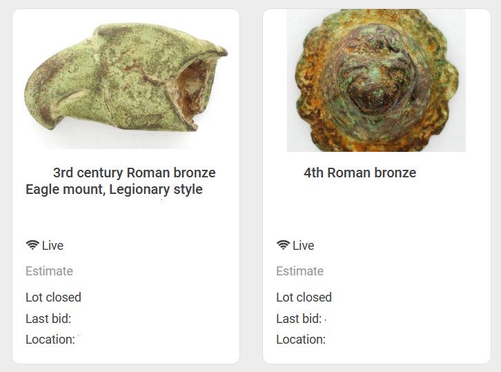 Starożytny Rzym Brązowe głowy lwa i orła - 3 cm #2.2