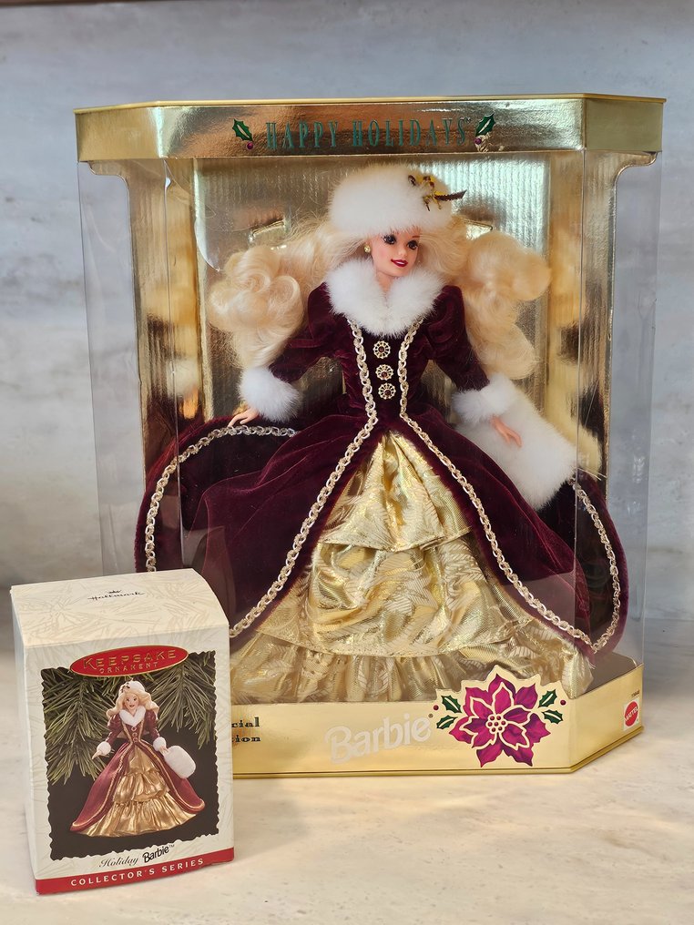 Mattel  - Κούκλα Barbie 1996 Happy Holidays Special Edition with keepsake ornament #1.1