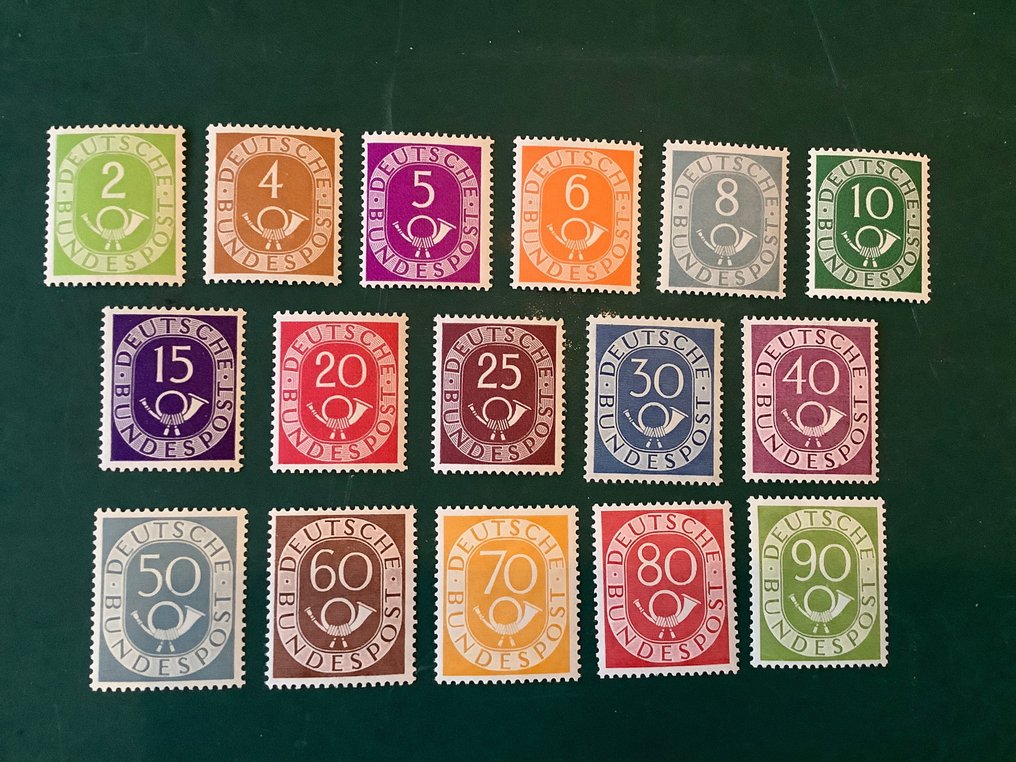 Németország, Szövetségi Köztársaság 1951 - Postkürt – jóváhagyott Schlegel BPP - Michel 123/138 #1.1