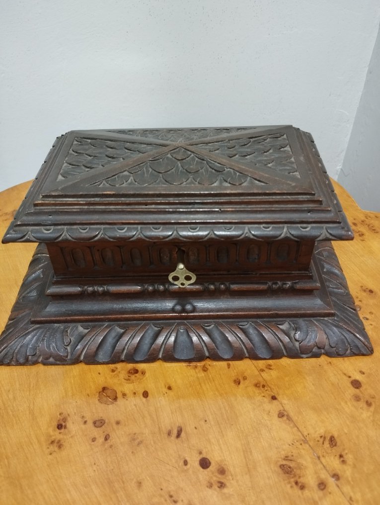 Box - Wood - Antique 19th century jewelery box #1.1