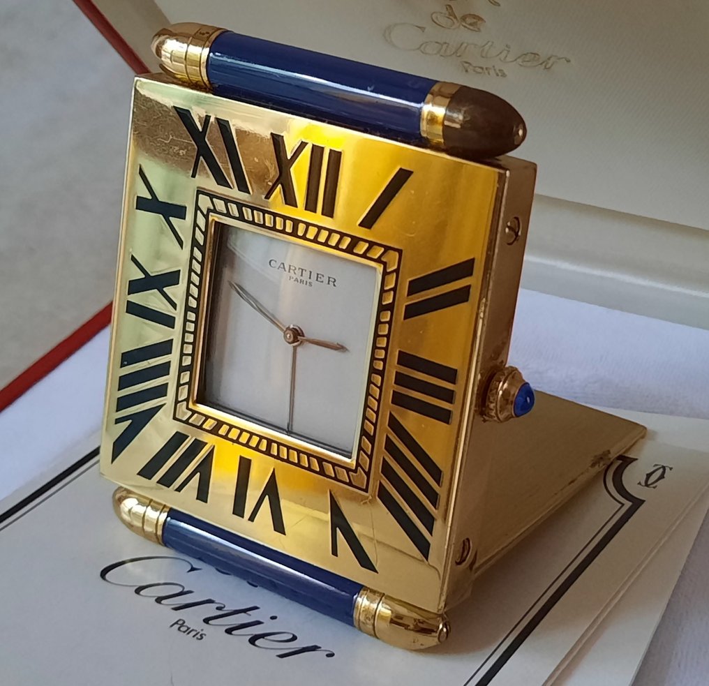 Travel clock - Cartier Paris Made in France, Bellissimo Orologio/Sveglia da viaggio -  Art Deco Gold plated - 1990-2000 #1.2