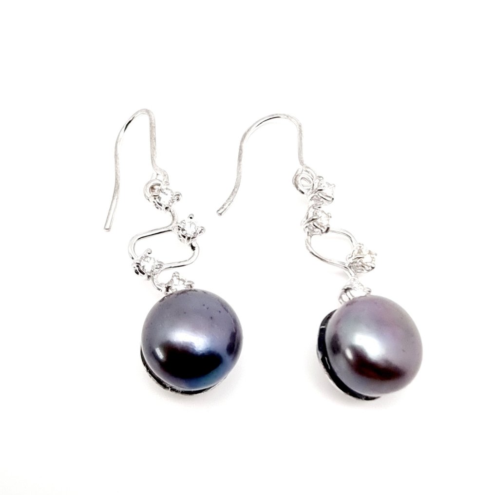 Boucles d'oreilles - 18 carats Or blanc Diamant - Perle #2.1