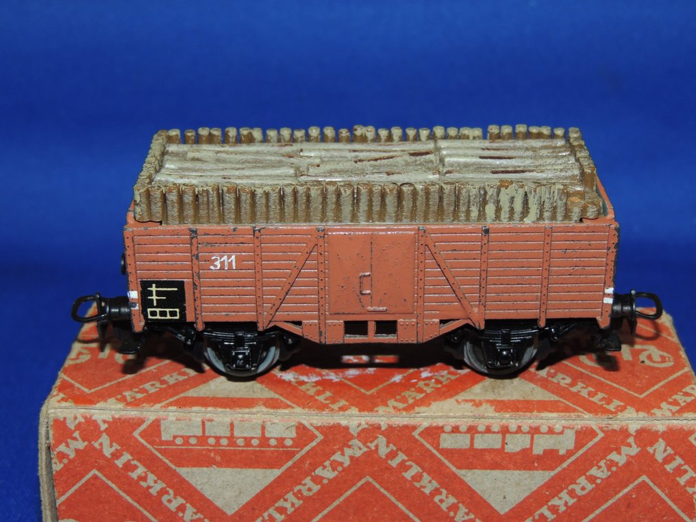 Märklin H0轨 - 311 H b.3 - 模型火车货运车厢 (1) - 装载货物的敞篷货车（矿木） #2.1