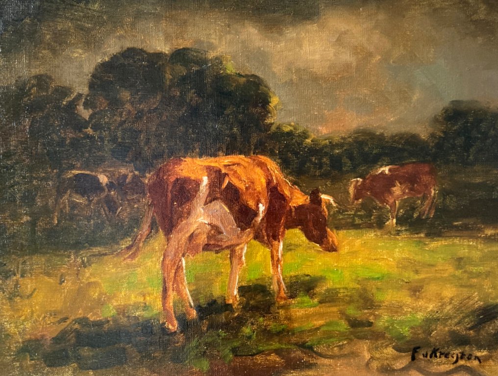 Fedor van Kregten (1871-1937) - Grazing cows #1.1