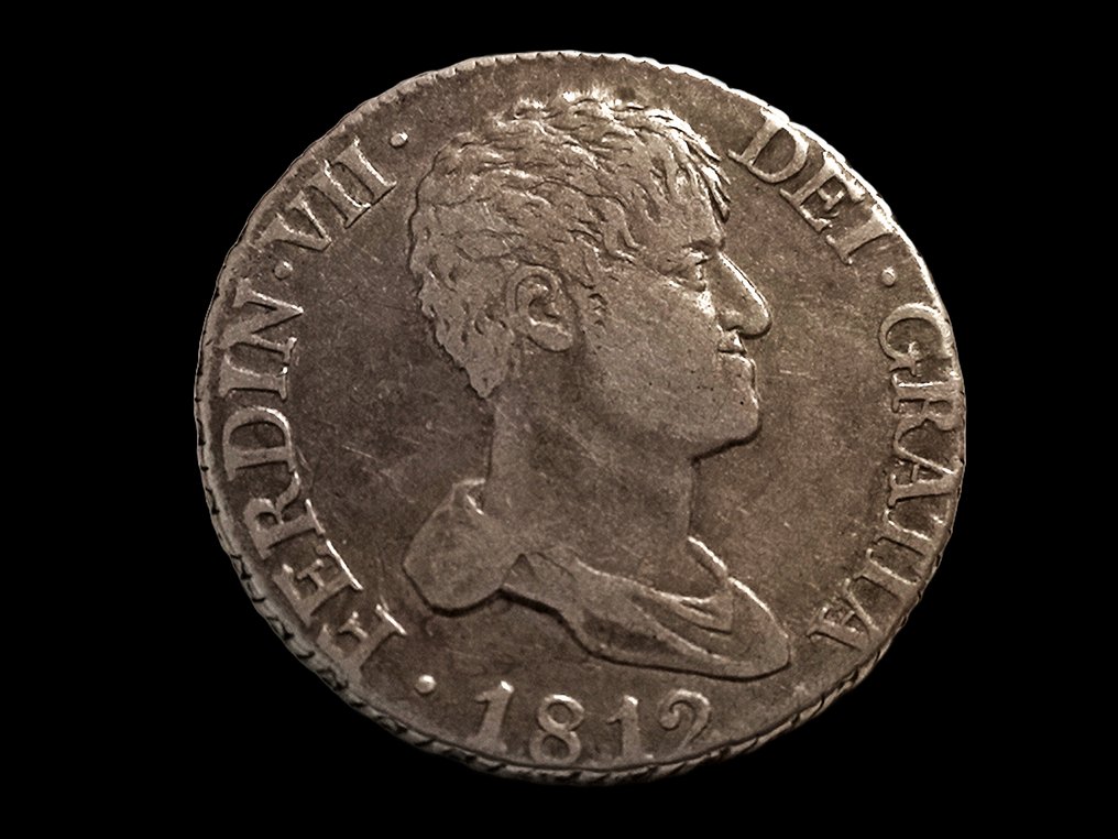 西班牙. Fernando VII (1813-1833). 2 Reales 1812  Madrid IJ . Busto desnudo #1.1