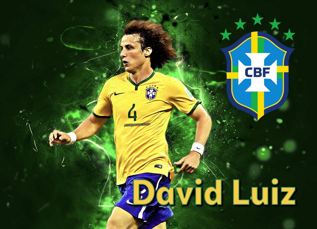 Brasilien - 世界盃足球賽 - DAVID LUIZ * persönlich handschriftlich signiertes Auswärtstrikot Brasilien * hochwertig gerahmt (50 - 足球球衣  #1.2