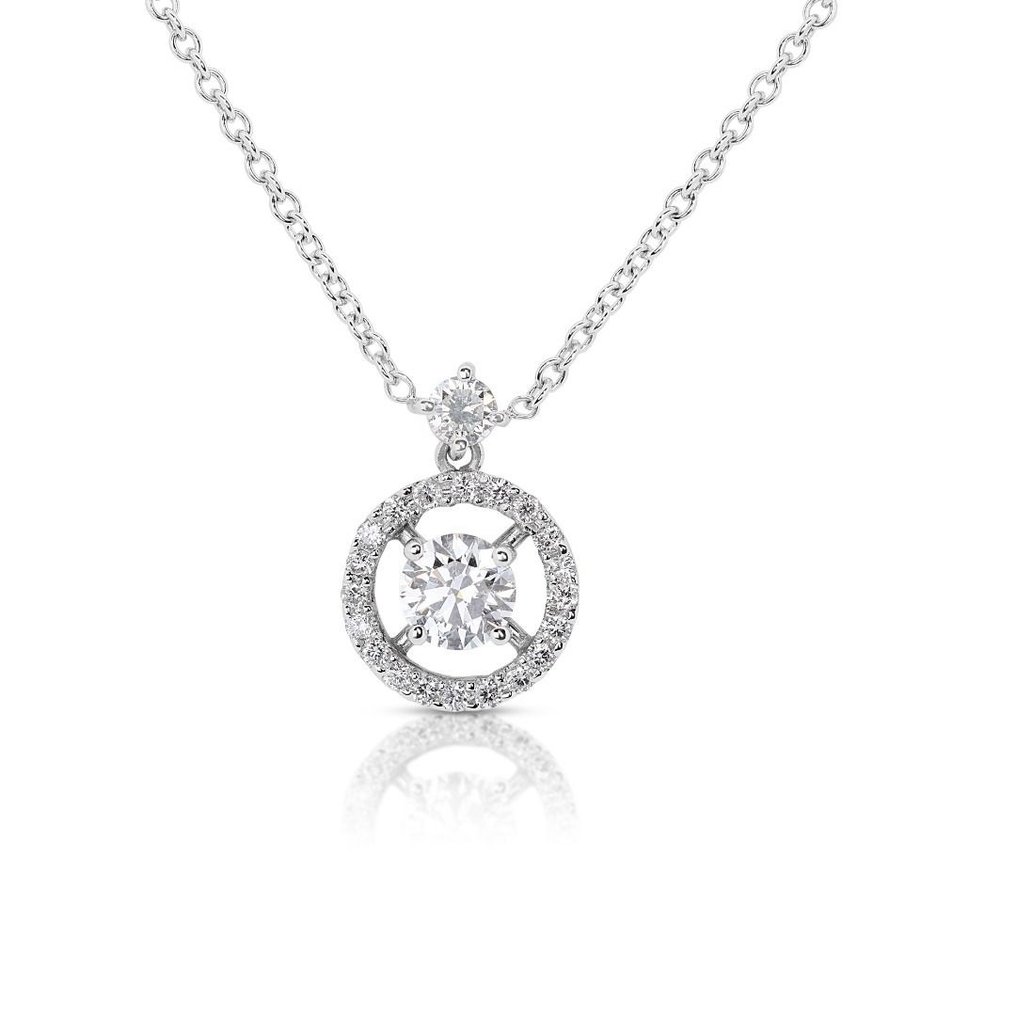 Collier avec pendentif - 18 carats Or blanc -  0.96ct. tw. Diamant  (Naturelle) - Diamant #1.1