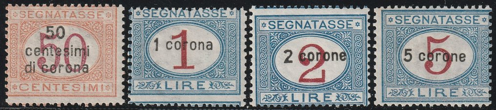 義大利 - Dalmatia, Trento and Trieste  - 1922 年達爾馬提亞稅郵資全套 Sass S.2 全新郵票** 豪華 #1.1