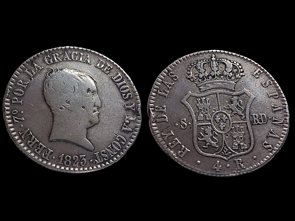 Spanien. Fernando VII (1813-1833). 4 Reales 1823. Sevilla RD. #2.2