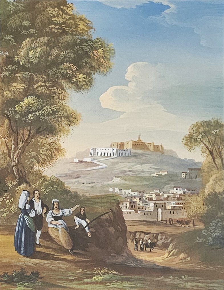 Scuola italiana (XIX-XX) - Veduta della collina del Vomero a Napoli #1.1