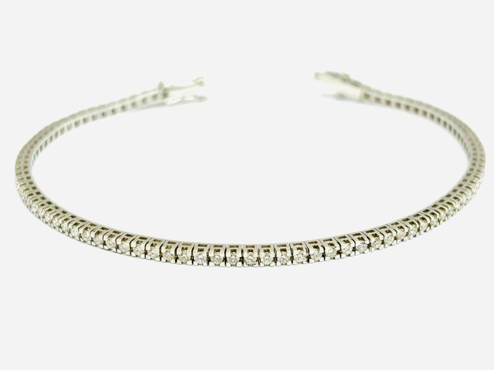 Tennis bracelet - 18 kt. White gold -  2.18ct. tw. Diamond  (Natural) - Made in Italy #2.1