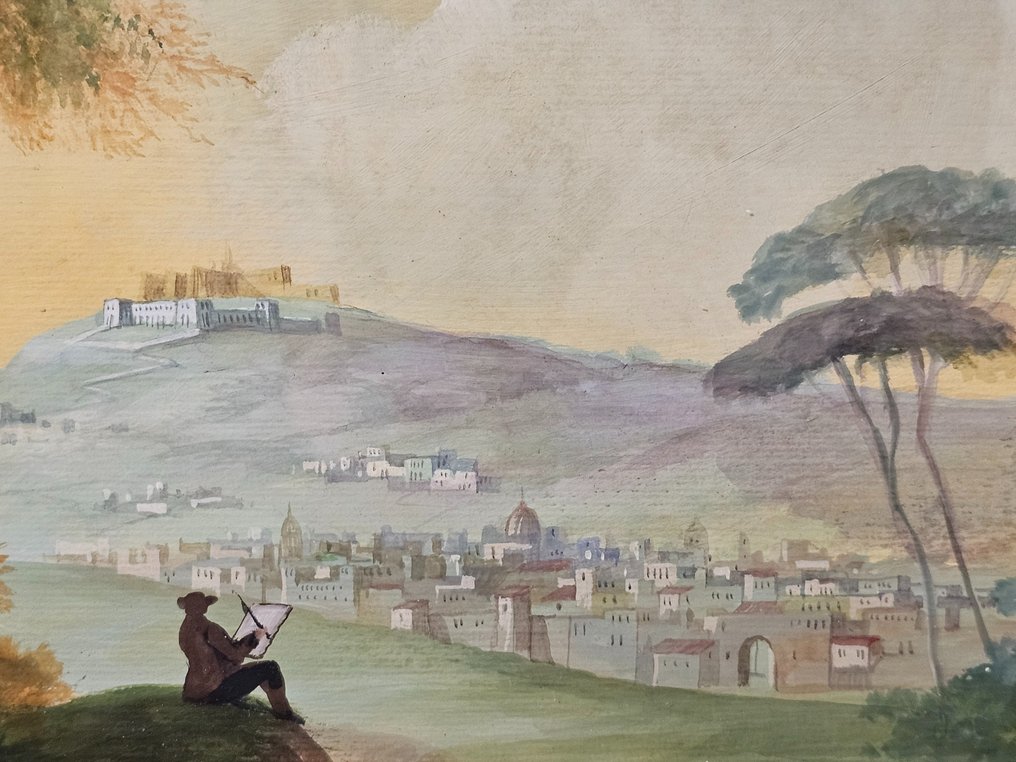 Scuola italiana (XIX-XX) - Veduta della collina del Vomero a Napoli #3.3