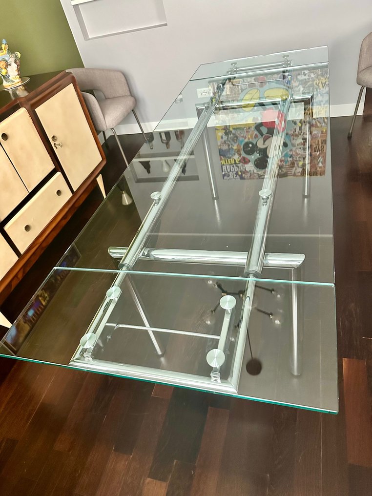 Tisch - Glas, Stahl - Ausziehbar um 30+30 cm #2.1