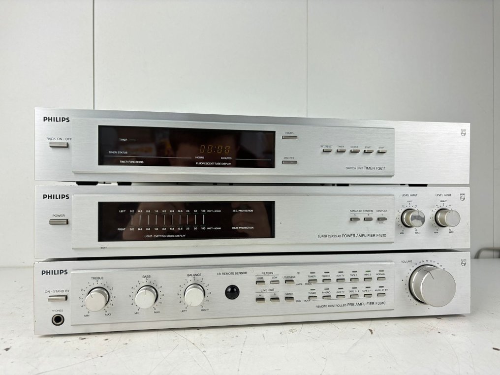 Philips - Preamplificatore F-3610, Amplificatore di potenza F-4610, Temporizzatore F-3611 - Set stereo #2.1