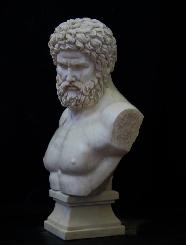 Escultura, Busto di Ercole in marmo - 72 cm - Mármore #2.2