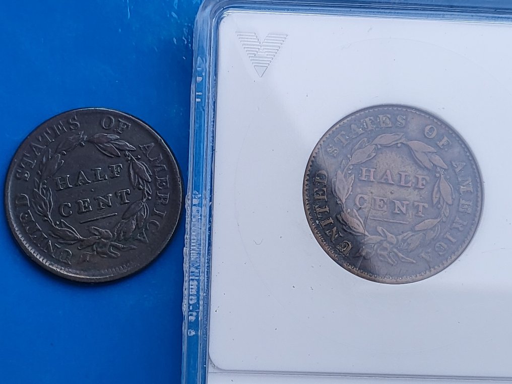 Estados Unidos. A Pair (2x) of American Classic Head Half Cents, 1809 & 1832 ANACS Graded #1.1