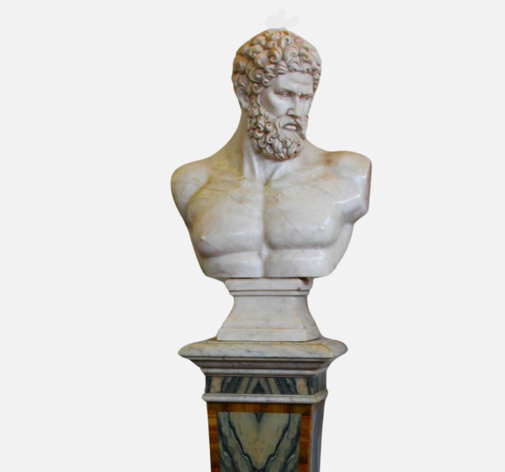 Veistos, Busto di Ercole in marmo - 72 cm - Marmori #1.1