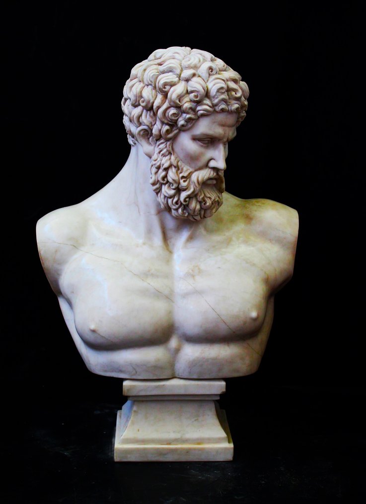 Veistos, Busto di Ercole in marmo - 72 cm - Marmori #2.1