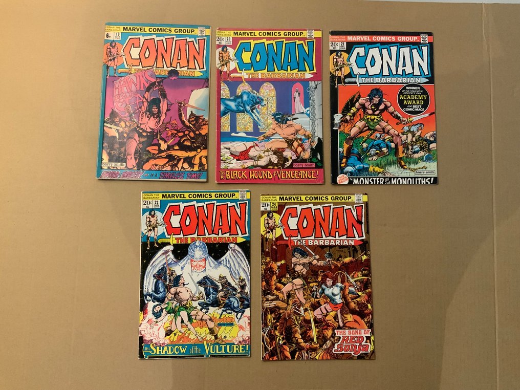 Conan, a barbár (1970 Marvel Series) # 19, 20, 21, 22 & 24 - 1st Full Appearance of Red Sonja! Barry Windsor-Smith art! - 5 Comic - Első kiadás - 1972/1973 #2.1