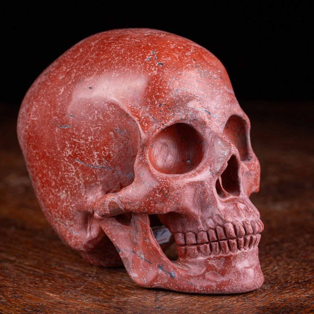 Red Jasper Skull - Top Quality Mineral - Wonderful Details - Height: 120 mm - Width: 105 mm- 1412 g #1.0